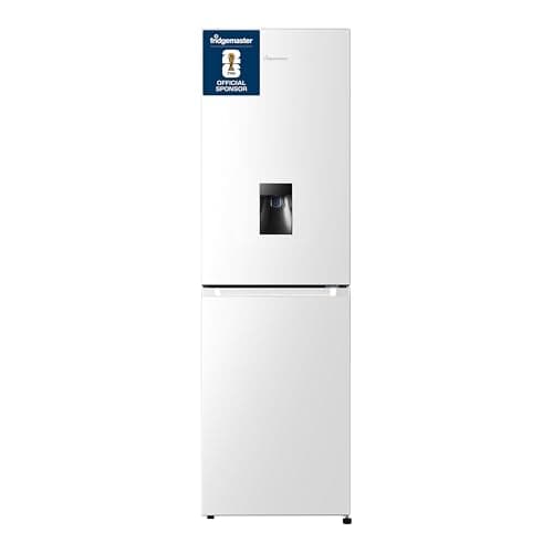 Image of Fridgemaster MC55251DE 55cm Freestanding 256 litre 50/50 Fridge Freezer with Non-plumbed Water Dispenser - Frost Free - LED Lighting- 4 Star Freezer Rating -White - E Rated, H182.4 x W55 x D55.7 (cm)