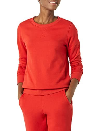 Image of Amazon Essentials Women's Fleece Crewneck Pullover Sweatshirt (Available in Plus Size), Red, M