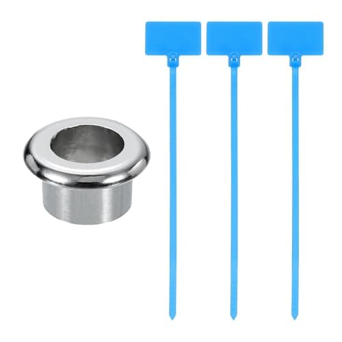 Image of sourcing map Desk Grommet, 11/16" (18mm) Zinc Alloy Cable Hole Cover Wire Cord Organizer with Marked Cable Ties for Home Office Desktop Wire, Silver Tone