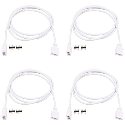 Image of WANGCL 4Pcs Led Strip Light Connectors 4pin Led Light Extension Cable for RGB 3528 5050 2835 Strip Light - 1M