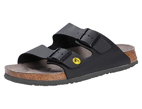Image of BIRKENSTOCK Arizona Unisex Arizona Work Shoes Antistatic Birko-Flor Black Size 48 - Normal Footbed, black, 3.5 UK