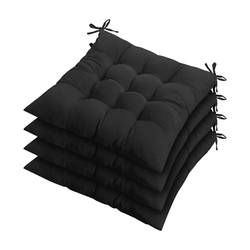 Image of ZZZMRH Chair Cushions Pack of 2 Seat Pads for Dining Chairs, Garden Chair Cushions Tie On_9 Stitch_Black Indoor/Outdoor Seat Cushions Comfortable Chair Pads for Kitchen Seat Pads 9 stitch cushions