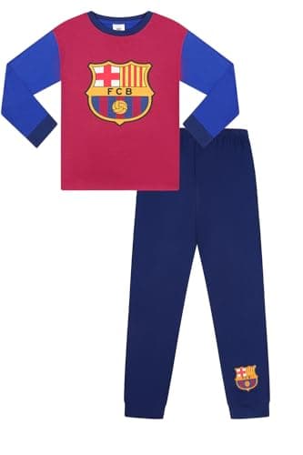 Image of Boys FC Barcelona Long Football Pyjama Set PJs for Kids (6-7 Years) Red