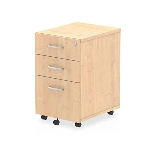 Image of OPO Impulse Freestanding Under Desk Pedestal with Foolscap Filing Mechanism & Lockable 3 Drawers | Heat Resistant Beech Melamine Finish Maple 3 Drawer