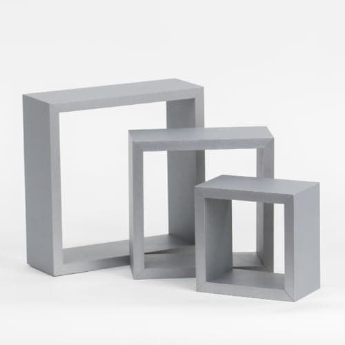 Image of Anika Floating Shelves/Cube Shaped Design/Set of 3 / Large, Medium, Small (Grey)