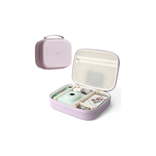 Image of Linpr Hard Camera Storage Bag Compatible with Fujifilm Instax Mini 12/11/9/90/evoSQ1/SQ40 Models, Portable Instant Camera Case for Film and Accessories, Travel Camera Organizer (Purple)