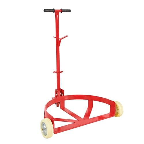 Image of 55 Gallon Drum Dolly with Handle, Heavy Duty Barrel Dolly, Steel Frame Trash Caddy, Drum Mover with Polyurethane Steel Wheels,Oil Drum Roller Cart (Red)