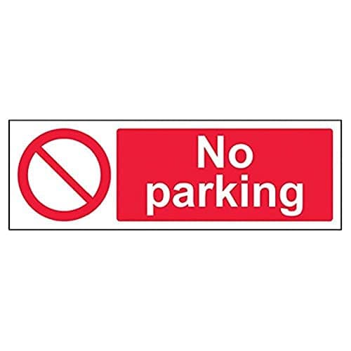 Image of V Safety No Parking Prohibition Sign - Landscape - 300mm x 100mm - Self Adhesive Vinyl, Red, 52012AX-S