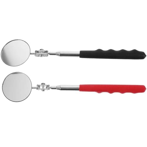 Image of SILENRADAWN Foldable Telescopic Inspection Mirrors Flexible 2 Pcs Stainless Steel and Glass Construction 50mm Car Interior Rearview Mirror for Automotive Maintenance for Vehicle and Welding