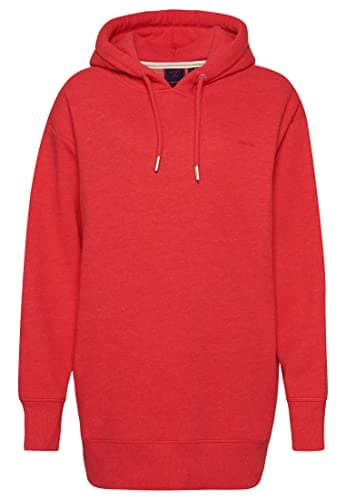 Image of Superdry Womens Organic Cotton Embroidered Logo Sweat Dress, Oversized Fit, Papaya Red Marl, XS