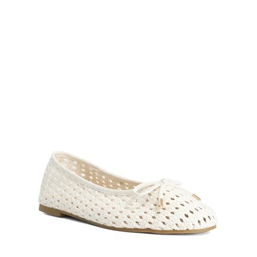 Image of Dune London Ladies HYPNOS Woven Raffia Ballet Flats Size UK 5 Ballet Pumps Ecru