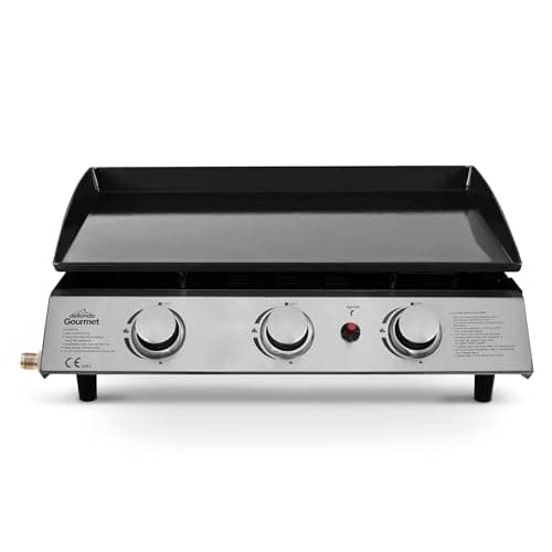 Image of Dellonda 3 Burner Portable Gas Plancha 7.5kW BBQ Griddle, Stainless Steel - DG22
