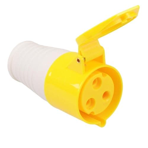 Image of Yellow 32A 110V 2P+E Industrial Socket 3Pin IP44 Cable Mount IEC60309-1/2