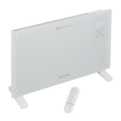 Image of Russell Hobbs Glass Panel Electric Smart Heater WiFi Enabled 2000W with Remote Control in White, 3 Heat Modes, Touch Contol & LED Display, Auto-Adjust Temperature Sensor, Wall Mountable RHPANH2006W