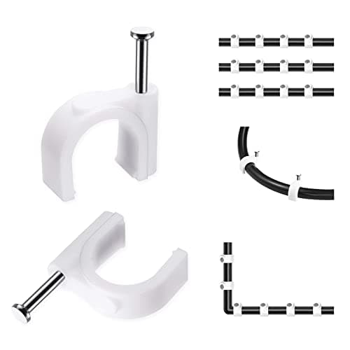 Image of Cable Clips, 8 mm 100 Pcs Nail Clips Strong Durable White Round Cable Tacks, Wall Wire Tidy Holder Clip Management Cable Pins