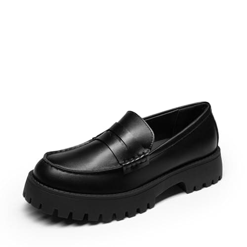 Image of DREAM PAIRS Women Loafers Slip On Flat Work Office Shoes Lightweight Non Slip Classic Ladies Loafers,Size 5,Black-Pu,SDLS26006W