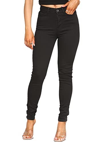 Image of 989Zé ENZO EZL416 Womens Jeans Skinny Stretch Trousers Ladies Denim Slim Fit Pants with Pockets All Waist Sizes UK 8-20 (20, Black)