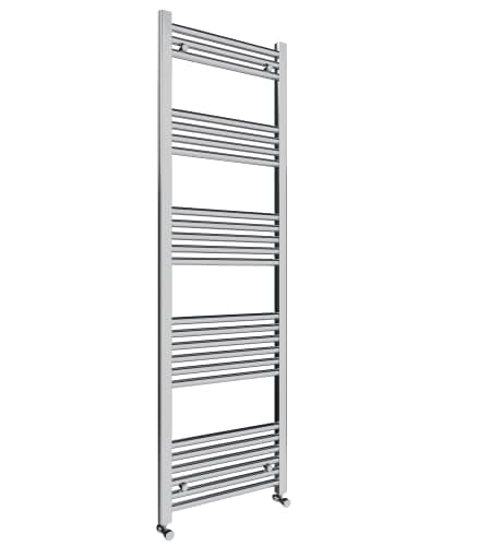 Image of 500x1600mm Towel Warmer Flat, Wall Mounted Chrome Plated Steel Bathroom Towel Rail Radiator, Suitable for Central Heating, Electric and Dual Fuel
