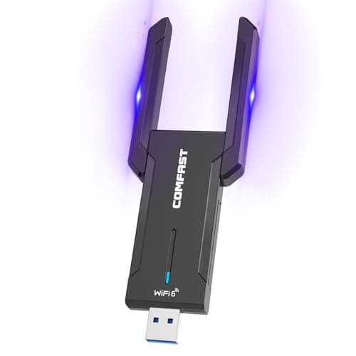 Image of COMFAST AXE5400Mbps USB WiFi Adapter for PC, USB 3.0 WiFi Dongle Wireless WiFi 6 Adapter, Tri-Band 6G/5G/2.4G, 2*High Gain Antennas, WPA3, MU-MIMO, OFDMA, Low-Latency Gaming for Windows 10/11