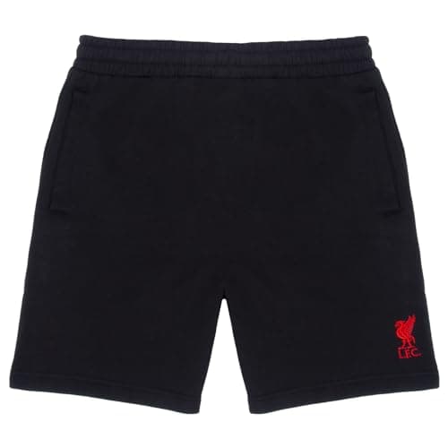 Image of Liverpool FC Official Football Gift Mens Fleece Jogger Shorts Black Large