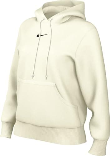 Image of Nike Women's Phnx Flc Std Po Hooded Sweatshirt, Sail/Black, S