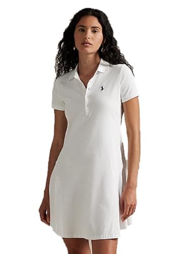 Image of Ralph Lauren Polo Women's Fit-and-Flare Polo Dress, White, Large