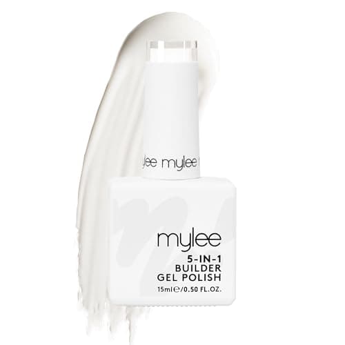 Image of Mylee 5 in 1 Builder Base Strengthening Gel 15ml, UV/LED Nail Polish Coat for Hard Strong Nails Tips & Extensions, For Nail Art Decoration, Decals & Jewels, Professional Manicure Repair (White)