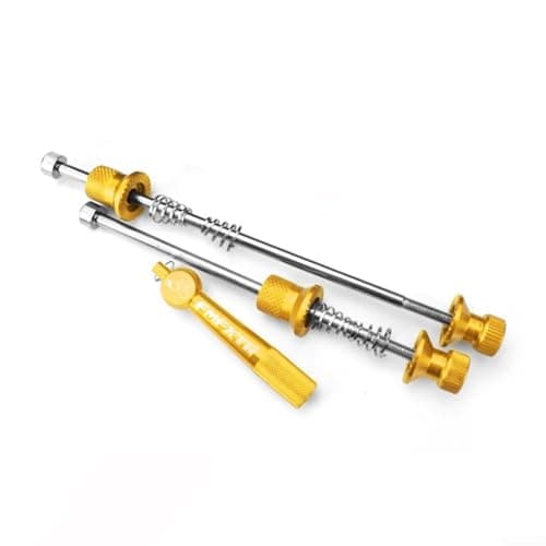 Image of Anti Theft For Bike Skewers Quick Release Axle Set for Mountain Road Bikes - Aluminum Alloy Front Rear Wheel Spindle with Security Key Wrench - 5mm Shaft Diameter - Black Red(Golden)