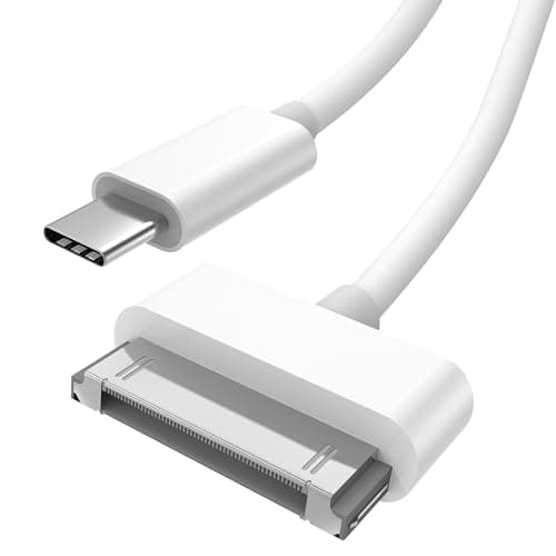 Image of DCNETWORK 30-Pin to USB C Adapter Cable for iPhone, iPad, iPod – 3ft (Next-Generation Data Cable/Charging Cable from USB C to Dock Connector for iPhone 4S/4/3G/3/1, iPad 3/2/1, iPod, White