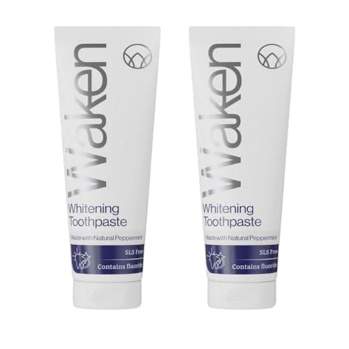 Image of Waken Whitening Toothpaste, Prevents Enamel Stains, SLS-Free, Vegan Friendly, Natural Peppermint Flavour, 75ml Pack of 2