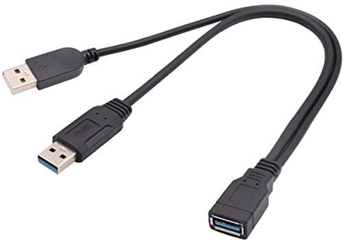 Image of AAOTOKK USB 3.0 Y Splitter,1 Pair of Male and 2 Female Adapter Cables,used for Data Synchronization and Charging, Compatible with Hard Drives,Cameras,Printers,etc.(30cm-F/Double M)
