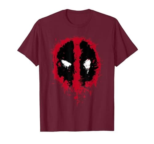 Image of Marvel Deadpool Splatter Icon T-Shirt, Men, Burgundy, XX-Large