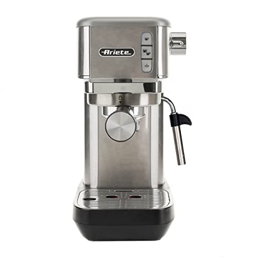 Image of Ariete 1380 Metal Coffee Maker, Compatible with Coffee Powders and ESE Pods, 1300 W, Capacity 1.1 L, 15 Bar Pressure, ½ Cup Filter, Cappuccino Device, Silver