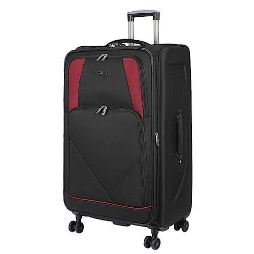 Image of ARIANA® 29" Large Suitcase Expandable Lightweight Soft Shell Hold Luggage, 4 Wheel Spinner, Combination Lock, Telescopic Handle, Checked Travel Bag (Black)