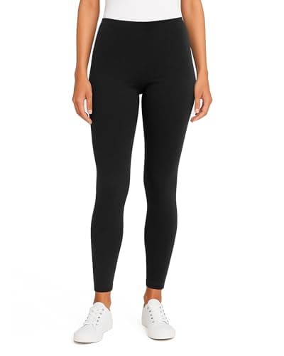 Image of Made in USA Womens Leggings 100% Cotton for Sensitive Skin or SPD Sensory Friendly Clothing - Yoga Sports Gym Everyday, Black, M