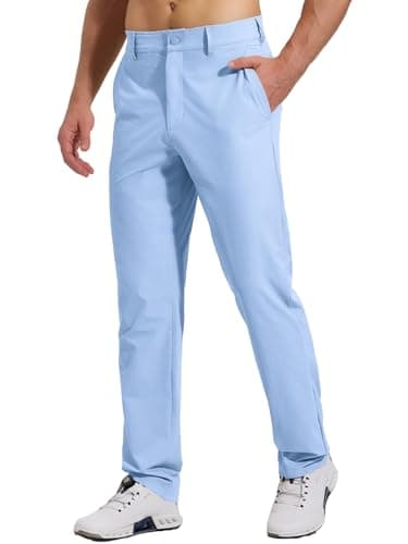 Image of Gaiatiger Golf Trousers for Men Lightweight Chinos Pants Stretch Quick Dry Breathable Casual Pants Golfing with Pockets(C3049 Lake Blue 34)