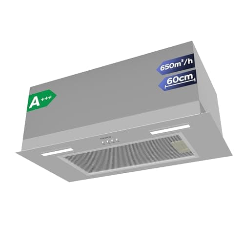 Image of CIARRA CBCS6926A 60cm Integrated Cooker Hood Built-in Kitchen Extractor Fan 3 Speed Settings LED Light UnderCabinet Extractor Hood Energy Efficient & Quiet Operation with CBCF003 Carbon Filters