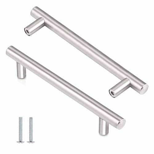 Image of KTHZI 2 Pack Kitchen Cupboard Handles,Stainless Steel Handles Cabinet T Bar Knobs,Furniture Handles for Steel Kitchen Door,Drawer,Wardrobe,Brushed Cabinet(Hole Centre 128mm)
