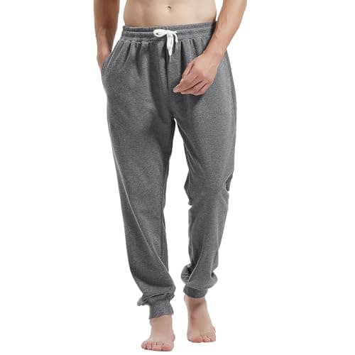 Image of Amy Coulee Mens Joggers Bottoms Cotton Running Tracksuit Bottoms Cuffed Sweatpants Casual Gym Trousers with Pockets Drawstring (Dark Grey, M)
