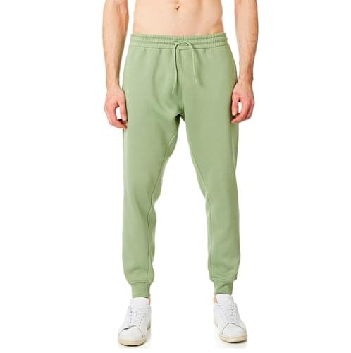 Image of RIPT Men’s Fleece Joggers with Drawstring Waist Cuffed Tracksuit Bottoms with Pockets Soft Touch Sweatpants for Gym & Loungewear (Khaki, L)