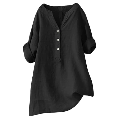 Image of Tops for Women UK, White Long Sleeve top Women, Smart Tops for Women UK, Ladies Overshirt, Linen top, Women's Cotton Blouses, Silk Blouse, v Neck t Shirts for Women UK, Womens Cotton t Shirts