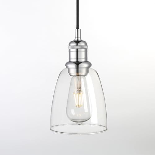 Image of Yosoan Lighting Industrial Loft Bar Glass Shade Pendant Light Fittings, Edison Hanging Ceiling Lamp Chandelier for Kitchen Island Bedroom Dining Room (Chrome)