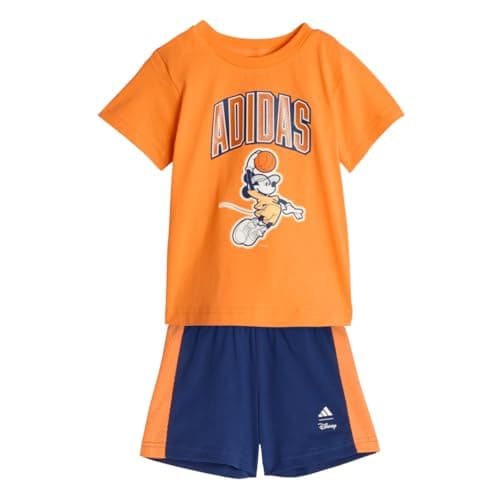 Image of adidas Unisex Baby DISNEY MICKEY MOUSE T-SHIRT SET, Pure Orange/off white, 0-3 Months