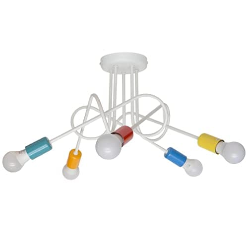 Image of Helam Oxford Multi Arm Semi Flush Ceiling Light White, Multi-Coloured 50cm