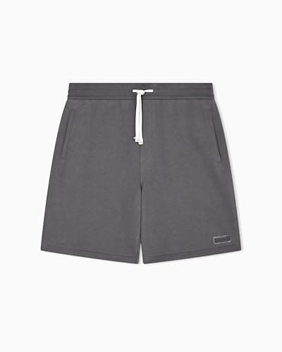 Image of Armani Exchange Men's Cozy, Relaxed Fit Side Logo Patch, Shorts, Grey, L, Dark Gull Gray, L
