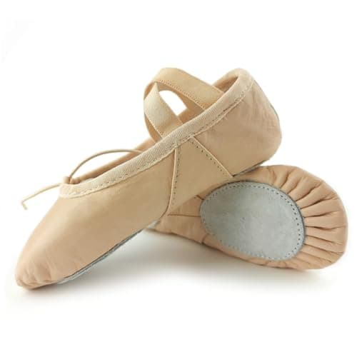 Image of Ballet Shoes Split Sole Leather Ballet Flats Ballerina Shoes Pink Ballet Gymnatic Yoga Dance Shoes (6 UK Adults)