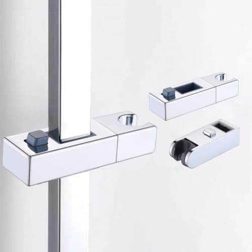Image of CashMuch Square Tube Chrome Shower Rail Head Slider Bar Holder Adjustable Bracket Nail Free Fixed Rack Bathroom Handheld Shower Stand