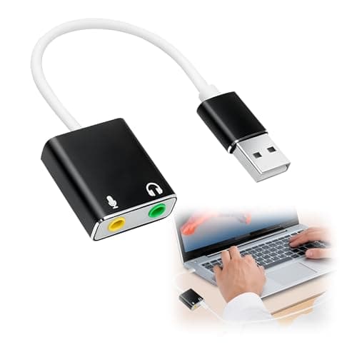Image of USB to 3.5mm Jack Sound Card, USB 2.0 Splitter Double Jack Audio Adapter External Type A Stereo Aux Converter Headphone Microphone Output & Input Adaptor for PC, Laptop, Gaming Headset, Speaker