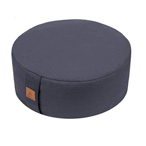 Image of FelizMax Zafu Buckwheat Meditation Cushion,D=33cm/41cm H=14cm,Round Zabuton Meditation Pillow,Yoga Bolster Kneeling Pillow Premium Yoga Pillow Sitting on Floor Zippered Cotton Cover-33cm, Dark Grey
