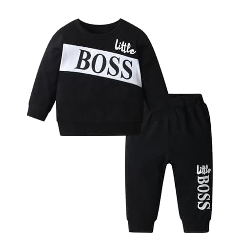 Image of Kumsolu Toddler Baby Boy Clothes Long Sleeve Sweatshirt Trouser Set Tracksuit Outfits